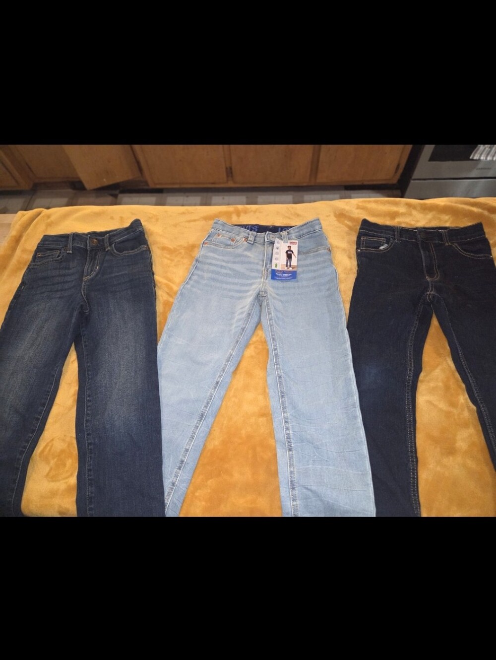 3 Jeans Bundle Straight Leg Jeans Trio - Light Blue, Dark Blue